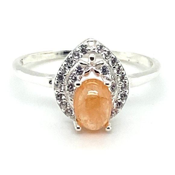 Hessonite 1.78ct Platinum Finish Solid 925 Sterling Silver Ring - Picture 3 of 6